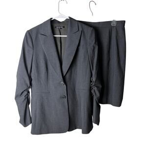 Gianni Bini Women's 2-Piece Skirt Suit Set - Gray - Blazer - Size 10